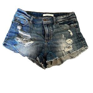 Eunina High Rise cut off distressed denim shorts